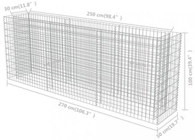 vidaXL horganyzott acél gabion magaságyás 270 x 50 x 100 cm