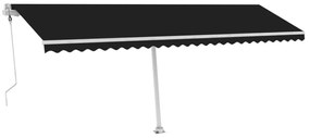 antracitszürke szélérzékelős és LED-es napellenző 600x300 cm
