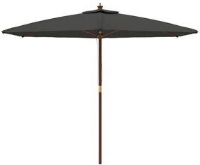 antracitszürke kerti napernyő fa rúddal 299 x 240 cm