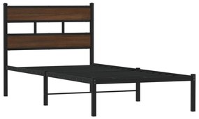 barna tölgy színű fejtámlás ágykeret matrac nélkül 80 x 200 cm