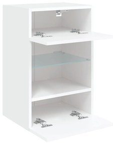 2 db fehér fali szekrények LED világítással TV-hez 40x30x60,5 cm