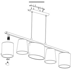 Eglo 98588 - Csillár zsinóron ALMEIDA 5xE14/25W/230V