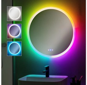 Brilagi-LED RGBW dimmelhető, páramentesítő fűtéssel, beépített LED háttérvilágítással rendelkező tükör CLARA PRO LED/18W/230V Ø 60 cm IP44