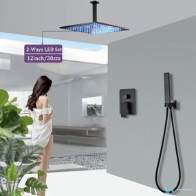 Zuhanyrendszer EYN PT50089 falba süllyesztett kivitelben, LED-világítással, több színváltozatban — Fekete — 20 cm