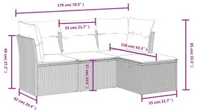 4 részes bézs polyrattan kerti ülőgarnitúra párnákkal