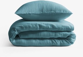 Goldea muszlin ágyneműhuzat – petrolkék 140 x 220 és 70 x 90 cm