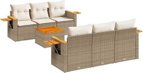 vidaXL 7 részes bézs polyrattan kerti ülőgarnitúra párnákkal