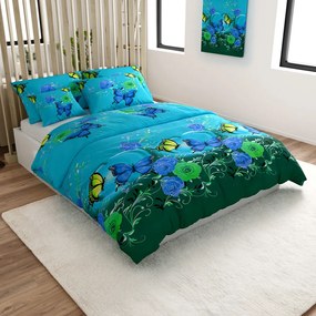 KÉK ÉS ZÖLD PILLANGÓ pamut ágyneműhuzat kék Ágyneműhuzat mérete: 70 x 90 cm | 140 x 200 cm