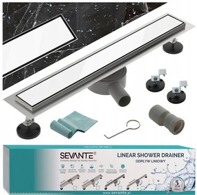 Lineáris lefolyó 90 cm Flat fehér üveg acél 304 forgatható szifon