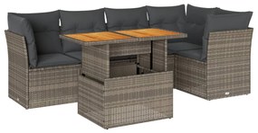6 részes szürke polyrattan kerti ülőgarnitúra párnákkal
