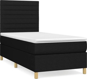 vidaXL fekete szövet rugós ágy matraccal 80 x 200 cm