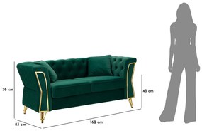 Kanapé emy zöld párnákkal 162x83x76cm