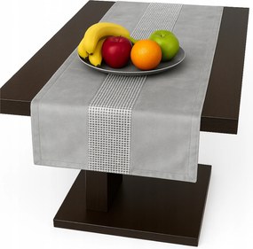 Asztalterítő Velúr Cirkóniákkal 40x140 világos szürke dekoratív nappali