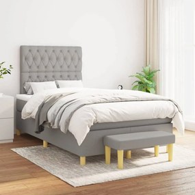 Világosszürke szövet rugós ágy matraccal 120 x 200 cm