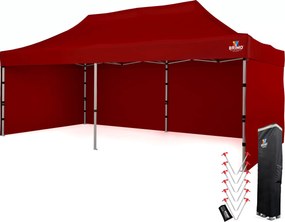 Alumínium esküvői sátor 3x6 m – elegáns és gyorsan felállítható - plusz 3 oldalfal - Piros