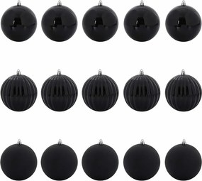 vidaXL Karácsonyi Díszszett XL 15 pcs Fekete Műanyag