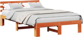 vidaXL Ágykeret fejtámlával Faggyú barna 135 x 190 cm Tömör fenyőfa