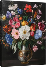 Hálószoba Nappali Vászonkép Virágok Fekete Modern Vászon Falikép 60x40