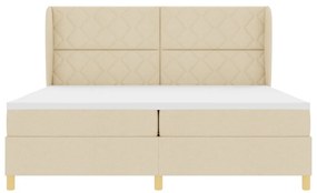 Krém Színű Boxspring Ágy Mattal 200x200 cm Textil
