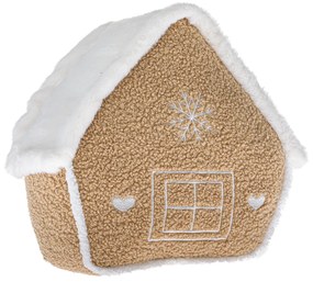 Karácsonyi dekoráció Textil házikó bézs színű, 26x 30 x 10 cm
