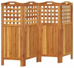 4 paneles tömör akácfa térelválasztó 162x2x115 cm