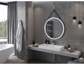 Mexen Reni, LED fürdoszobai tükör háttérvilágítással 90x90 cm, 6000K, fekete keret, páramentes, 9812-090-090-611-70