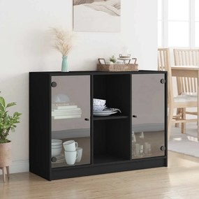 fekete szerelt fa tálalószekrény 102x37x75,5 cm
