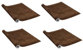 4 db sötét tölgyszínű öntapadó PVC ajtófólia 210 x 90 cm