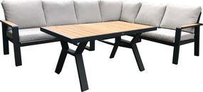 Szürke alumínium ötszemélyes kerti lounge szett Rotterdam – Rojaplast