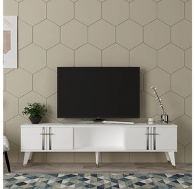 TV asztal/szekrény Pebine 2 (fehér + ezüst) . 1095308