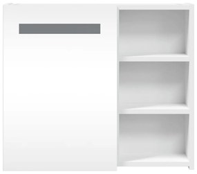 fehér tükrös fürdőszobaszekrény LED-del 60 x 13 x 52 cm