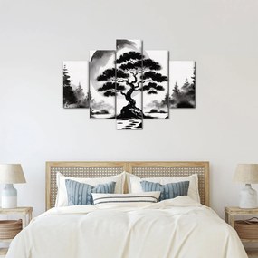 Kép – Fekete-fehér bonsai (150x105 cm)
