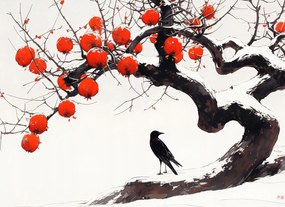 Poszter 55x40cm Holló a fa mellett