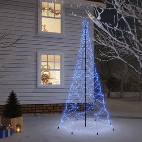 Kék 500 LED-es karácsonyfa fémoszloppal 3 m