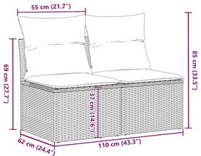 vidaXL 2 részes szürke polyrattan akácfa kerti ülőgarnitúra párnákkal