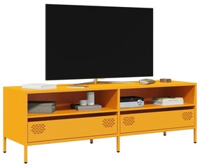mustársárga hidegen hengerelt acél TV-szekrény 135x39x43,5 cm