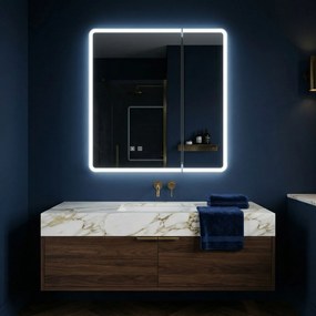 Rea Rea, LED tükrös szekrény világítással 60x70 cm, műanyag, M1011-60, fehér-szürke, REA-M0100