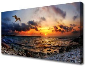 Vászonfotó Sea Gull Beach Landscape 120x60 cm