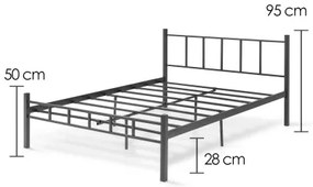 ORMEL fém franciaágy, 160 x 200 cm, fekete, 200 kg teherbírás