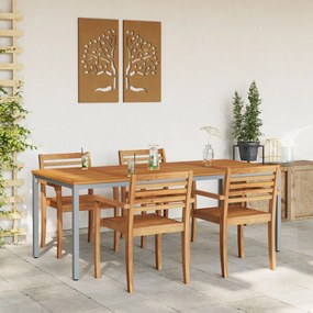 Kertasztal 200x90x75 cm Tömör Akácfa és Fém
