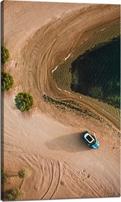 Vászonkép Autó Homok Fák Víz Nyár 60x100