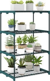 Outsunny 4 szintes acél növénytartó — beltéri/kültéri virágszállvány kertbe, erkélyre és nappaliba, 67 x 49 x 105 cm, zöld | Aosom