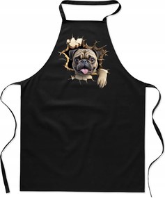 Konyhai Kötény pamut fekete lyuk Kutya Mopsz Kiskutya FA_486_cz