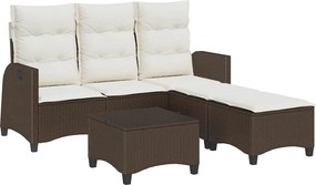 vidaXL 3 részes barna polyrattan kerti ülőgarnitúra párnával L-alakú