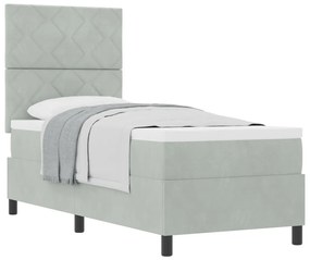 Boxspring Ágy Matrac Fény Szürke 80x200 cm Bársony