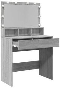 szürke sonoma színű fésülködőasztal LED-del 80 x 41 x 134,5 cm