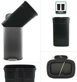 Spirella Pedálový odpadkový koš soft-close Akira50 l, matt grey, 50 l