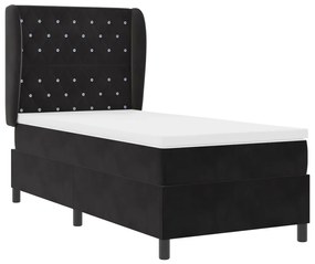 Boxspring Ágy Mattal Fekete 90x190 cm Bársonyos