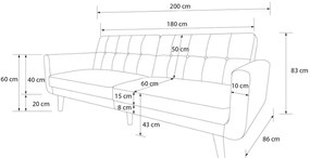 Kék kinyitható kanapé 201 cm Nola - Støraa