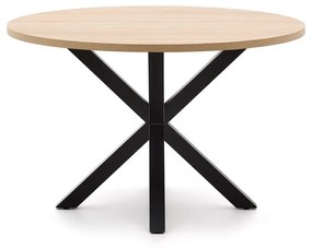 Fekete-natúr színű kerek étkezőasztal ø 120 cm Argo – Kave Home